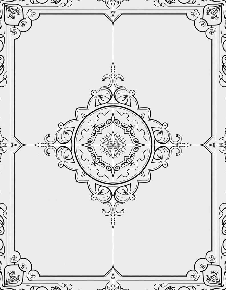 Classic Mandala Outline Art Rug