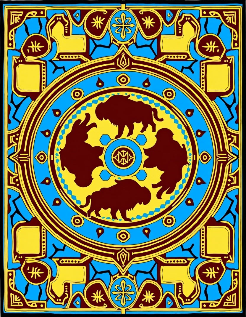 Bold Bison Tribal Sunburst Rug
