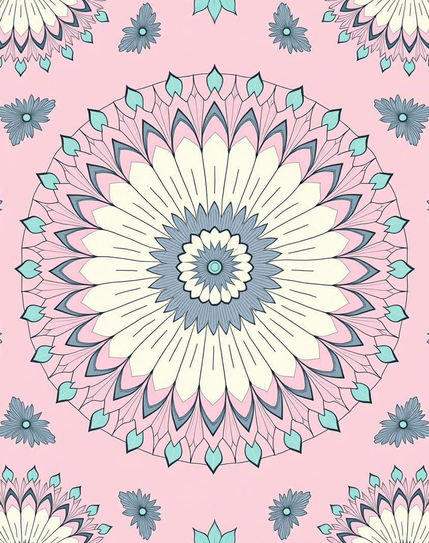 Soft Pastel Mandala Floral Pattern Rug