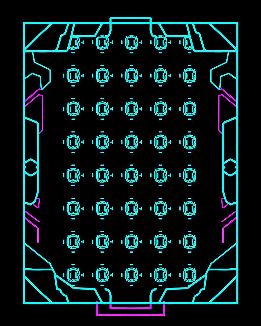 Geometric Grid Abstract Neon Pattern Rug