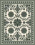Classic Black Floral Scrollwork Pattern Rug