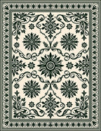 Classic Black Floral Scrollwork Pattern Rug