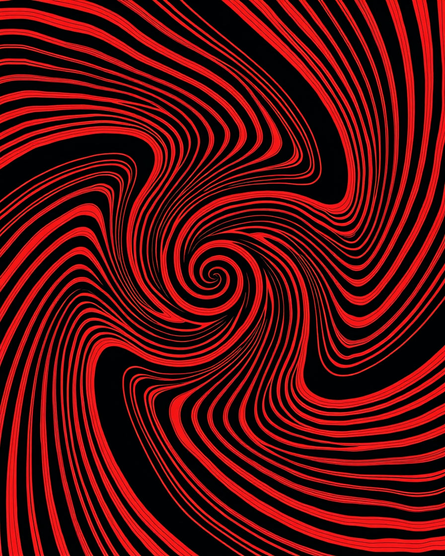 Abstract Red Black Swirl Pattern Rug
