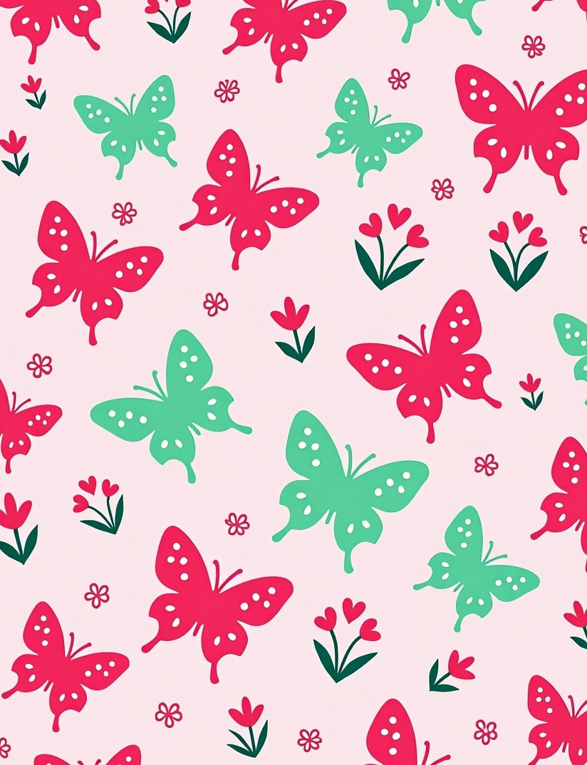 Pink Garden Butterfly Pattern Design Rug