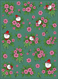 Pink Floral Snowman Medallion Rug