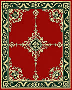 Elegant Floral Emblem Border Rug