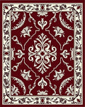 Rich Red Floral Scroll Pattern Rug