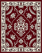 Rich Red Floral Scroll Pattern Rug