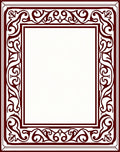 Ornate Floral Scrollwork Red Border Design Rug
