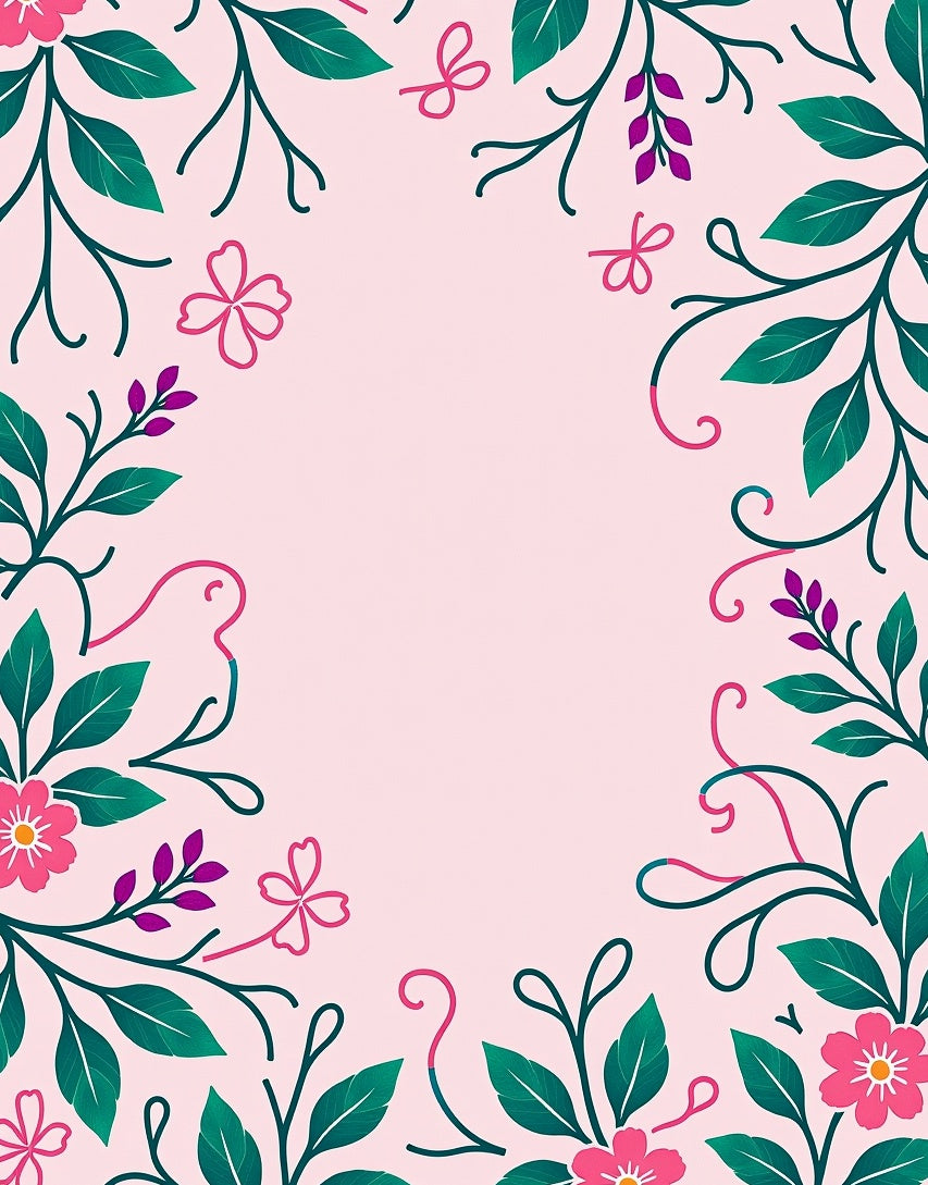 Floral Vine With Pink Accent Pattern Rug