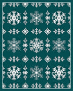 White Snowflake Bordered Teal Rug