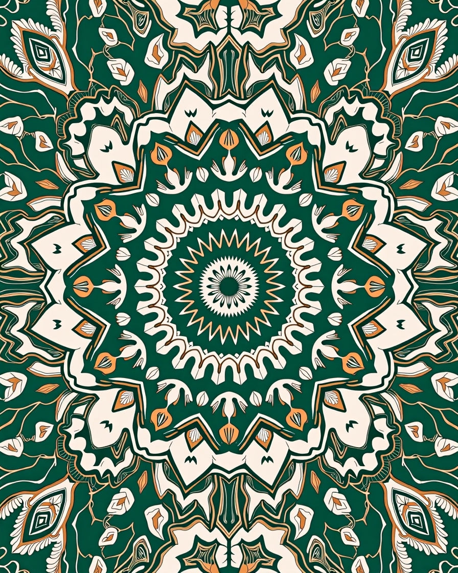Intricate Teal Floral Mandala Pattern Rug