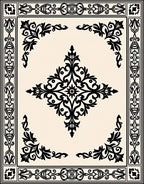 Classic Black Floral Centerpiece Rug