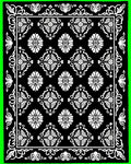 Black White Classical Floral Motif Rug