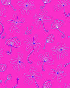 Vibrant Pink Floral Outline Pattern Rug