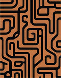 Abstract Maze Black Orange Rug