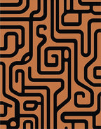 Abstract Maze Black Orange Rug