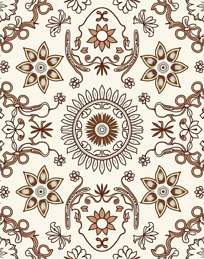 Vintage Floral Scrollwork Design Rug