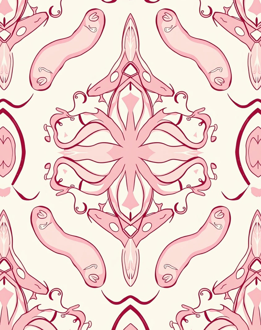 Pink Floral Symmetry Pattern Rug