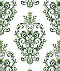 Classic Green Leaf Damask Pattern Rug