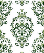 Classic Green Leaf Damask Pattern Rug