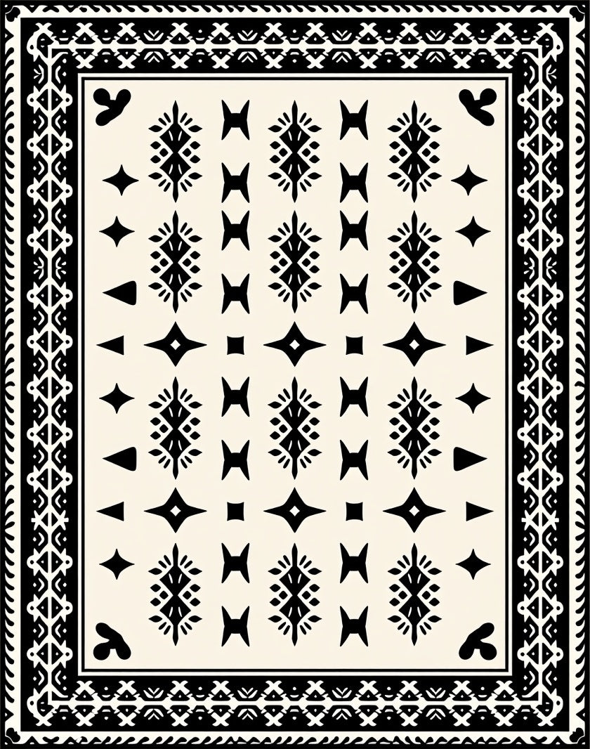 Bold Traditional Geometric Pattern Rug