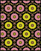 Bold Floral Geometric Lattice Design Rug
