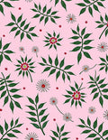 Pink Green Foliage Flower Medallion Rug
