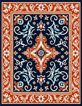Elegant Floral Medallion Navy Rug