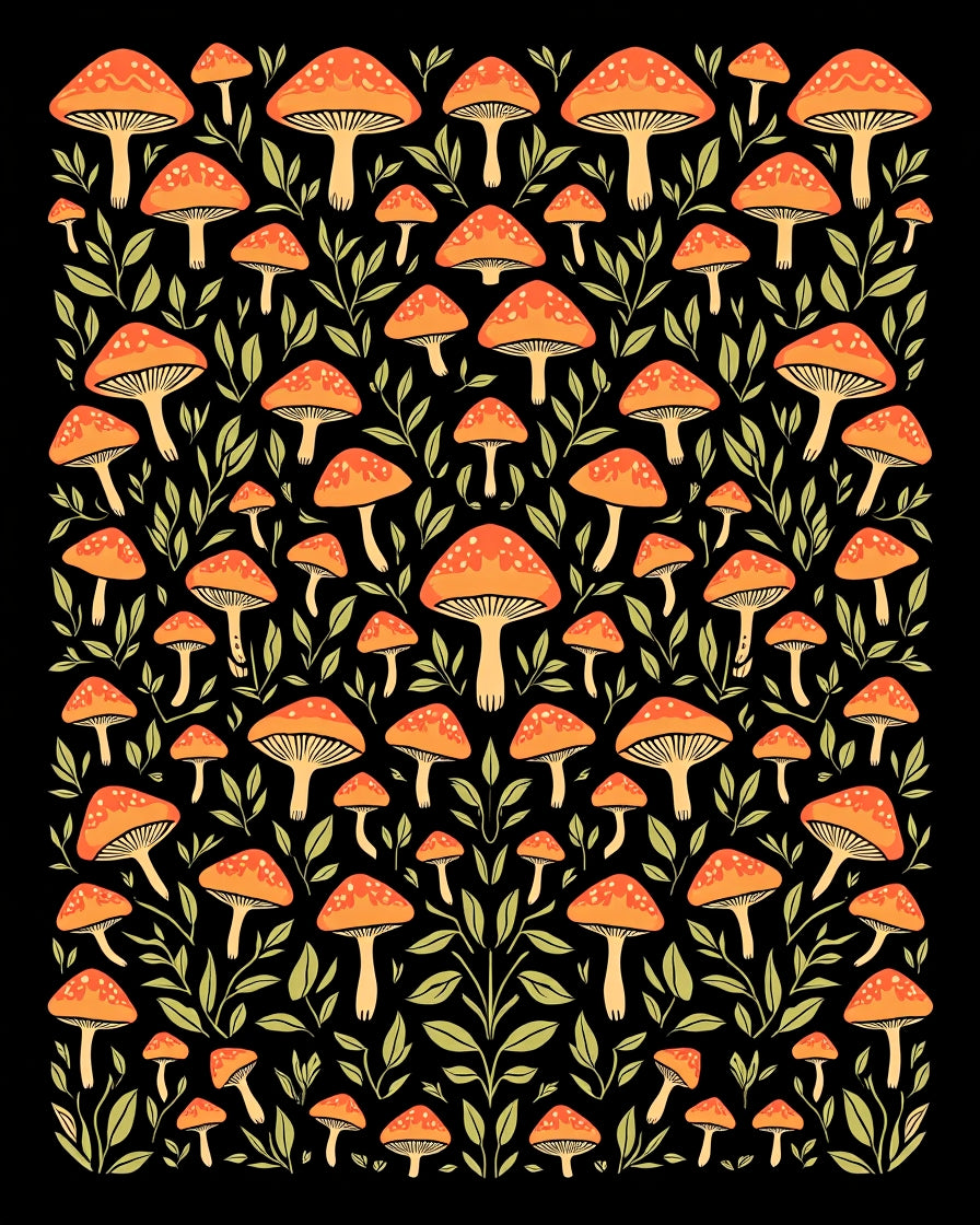 Mushroom Woodland Pattern Rug