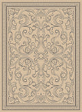 Elegant Scrollwork Patterned Natural Rug