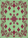 Elegant Red Geometric Floral Pattern Rug
