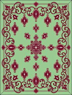 Elegant Red Geometric Floral Pattern Rug
