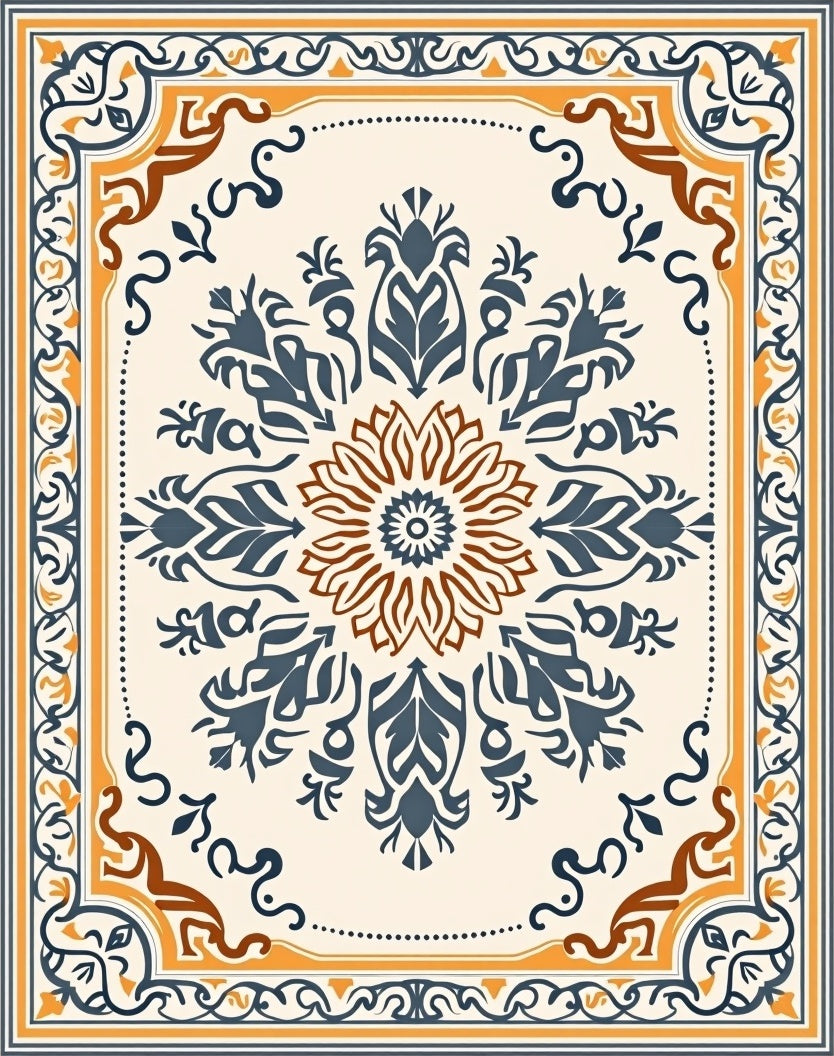 Mandala Patterned Earth Tones Rug