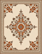 Floral Damask Inspired Geometric Design Rug