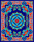 Vibrant Floral Mandalas Bordered Design Rug