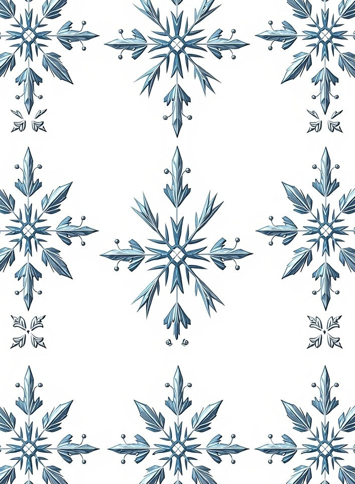 Blue Icy Snowflake Motif Rug
