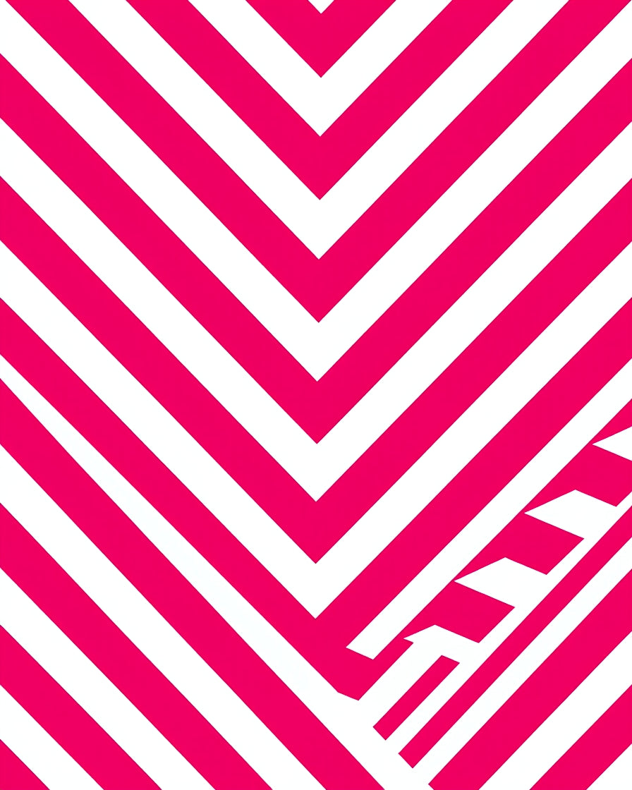 Bold Pink White Chevron Pattern Rug