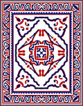 Red Blue Classic Intricate Pattern Rug