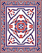 Red Blue Classic Intricate Pattern Rug