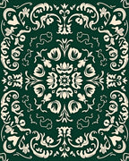 Elegant Cream Floral Damask Pattern Rug