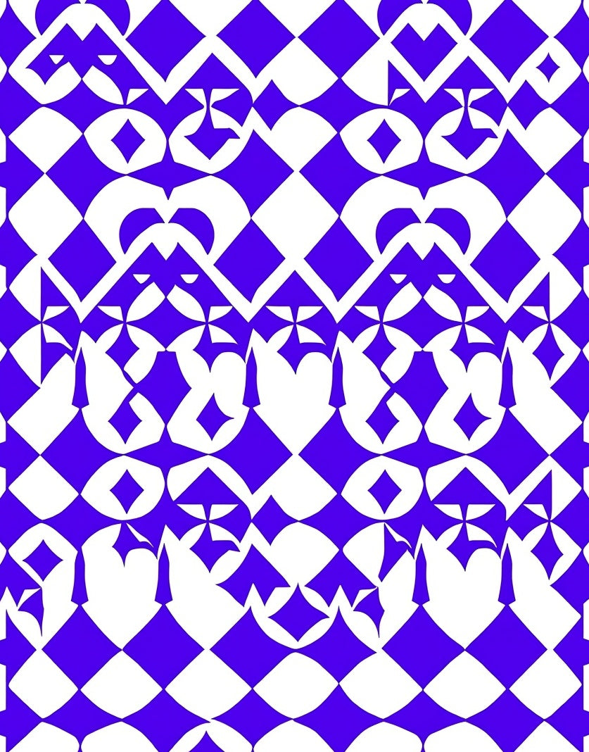 Bold Royal Blue Diamond Pattern Rug