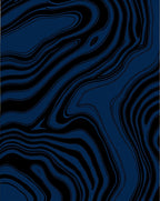 Abstract Blue And Black Swirl Pattern Rug