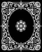 Ornate White Floral Frame Design Rug