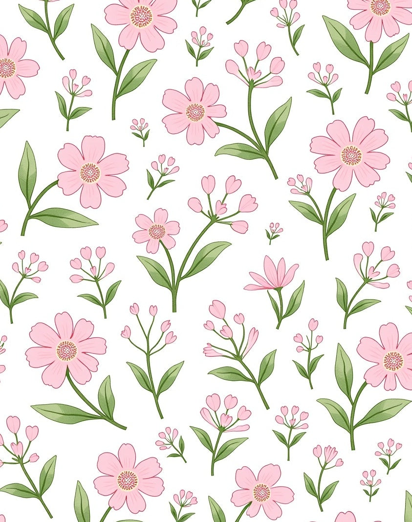 Pink Watercolor Floral Pattern Design Rug