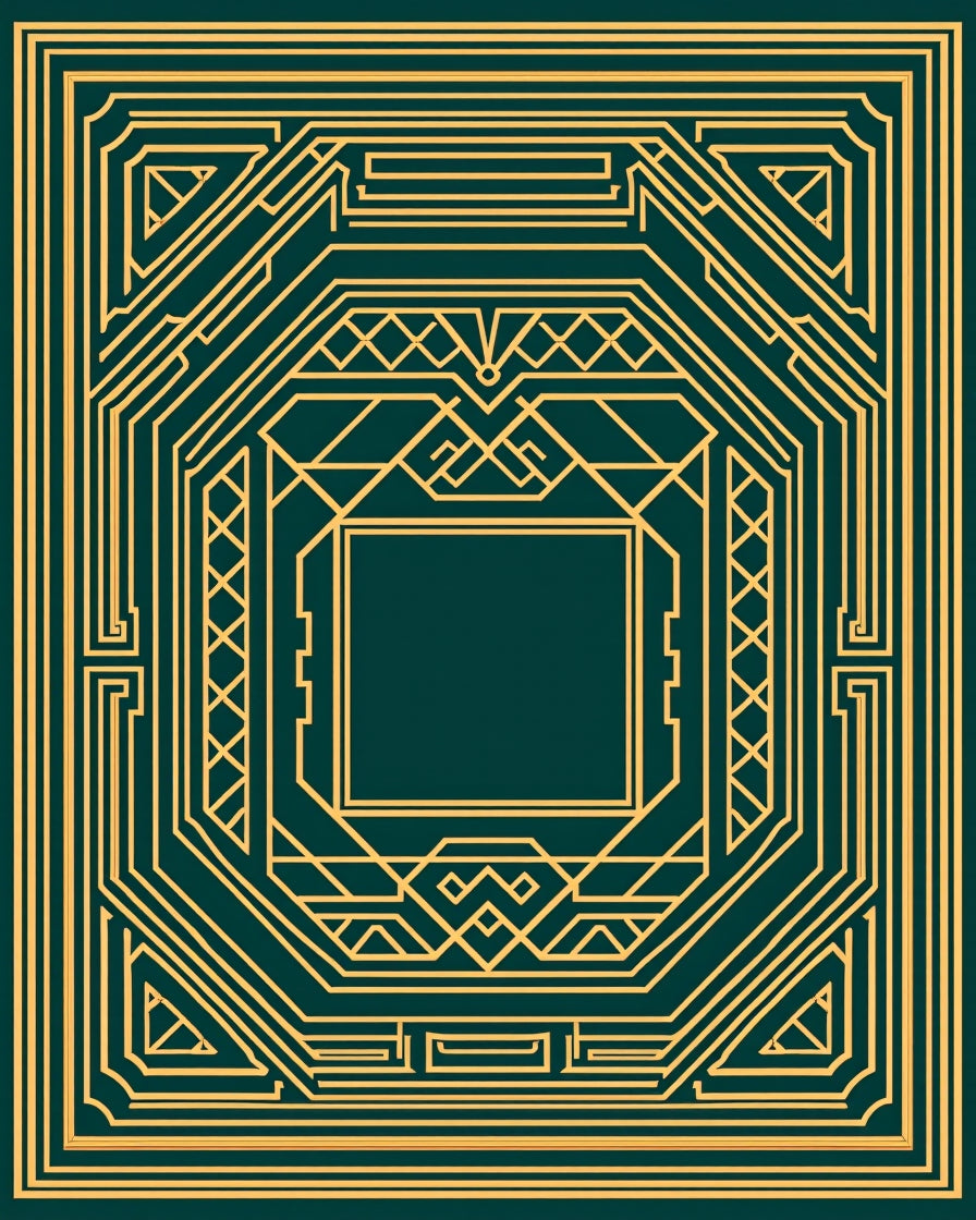Geometric Gold Art Deco Frame Rug