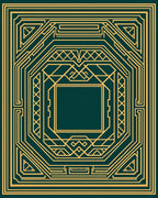 Geometric Gold Art Deco Frame Rug