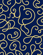 Navy Gold Swirl Pattern Rug