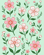 Pink and Green Floral Pattern Rug
