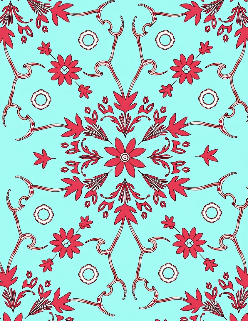Floral Vines Red Pattern Rug
